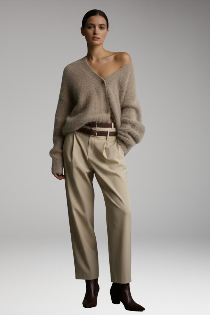 Women's Round Neck Sweater Ribbed Hem