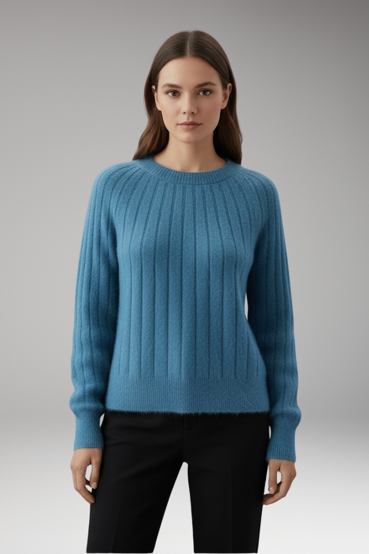 Women's Round Neck Sweater Ribbed