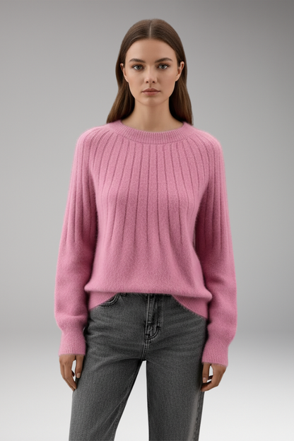 Women's Round Neck Sweater Ribbed