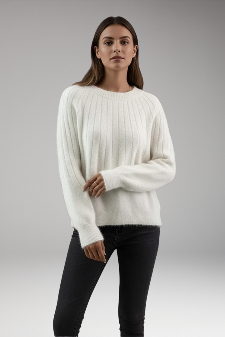 Women's Round Neck Sweater Ribbed