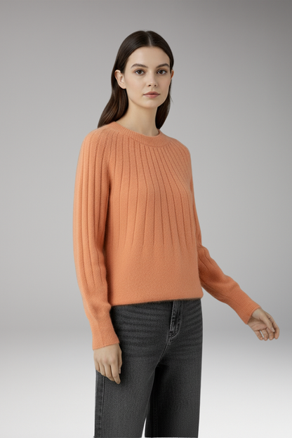 Women's Round Neck Sweater Ribbed