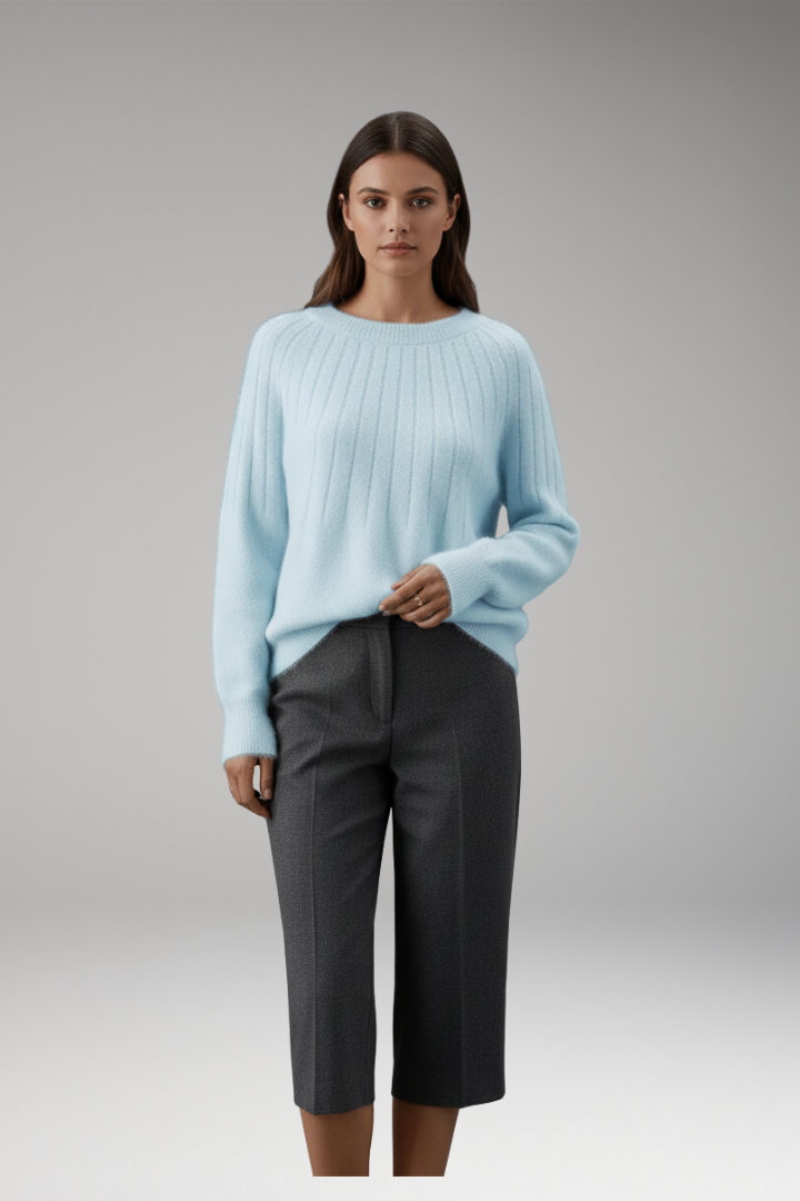 Women's Round Neck Sweater Ribbed