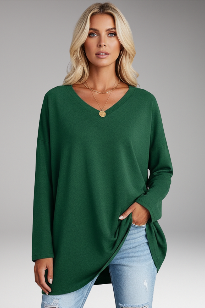 Women's Long Sleeve V-Neck Tunic