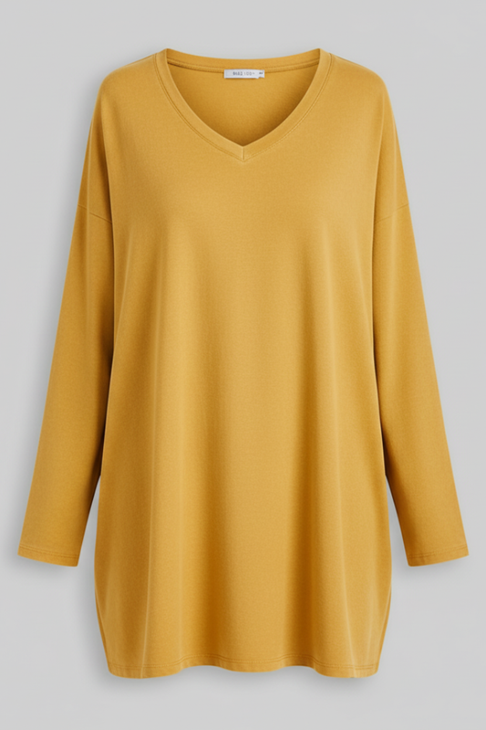 Women's Long Sleeve V-Neck Tunic - 
Fashinoza