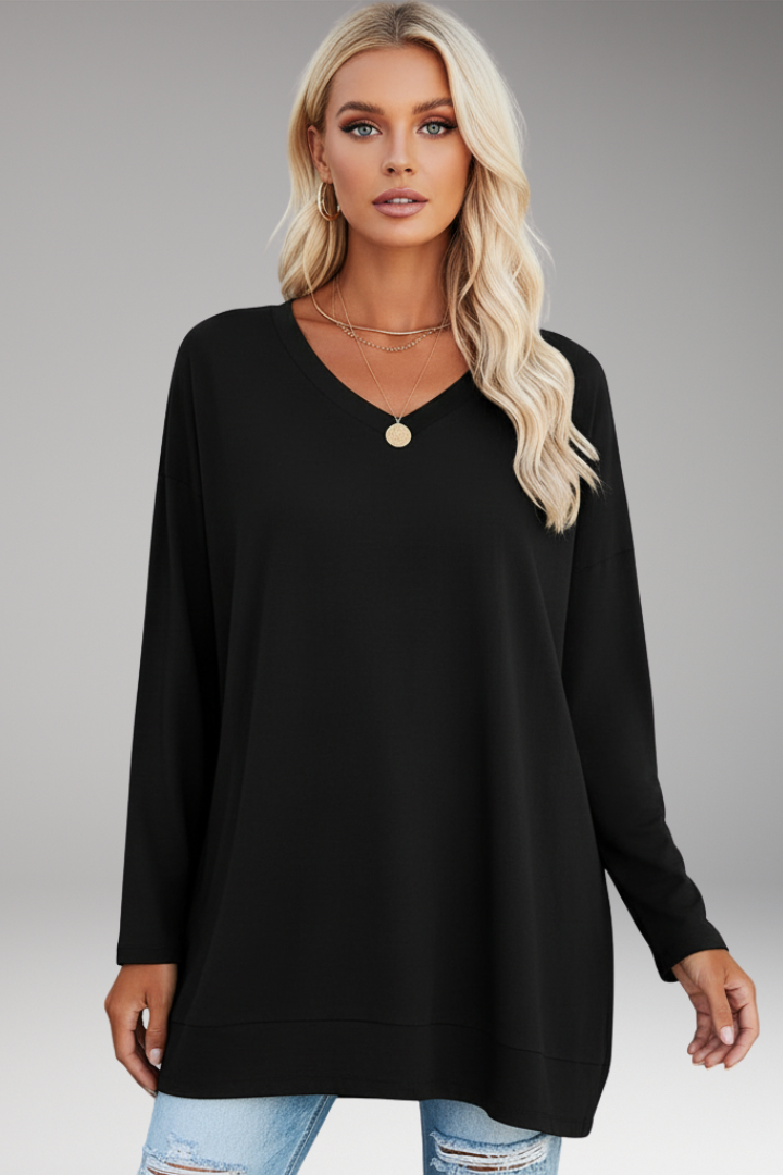 Women's Long Sleeve V-Neck Tunic
