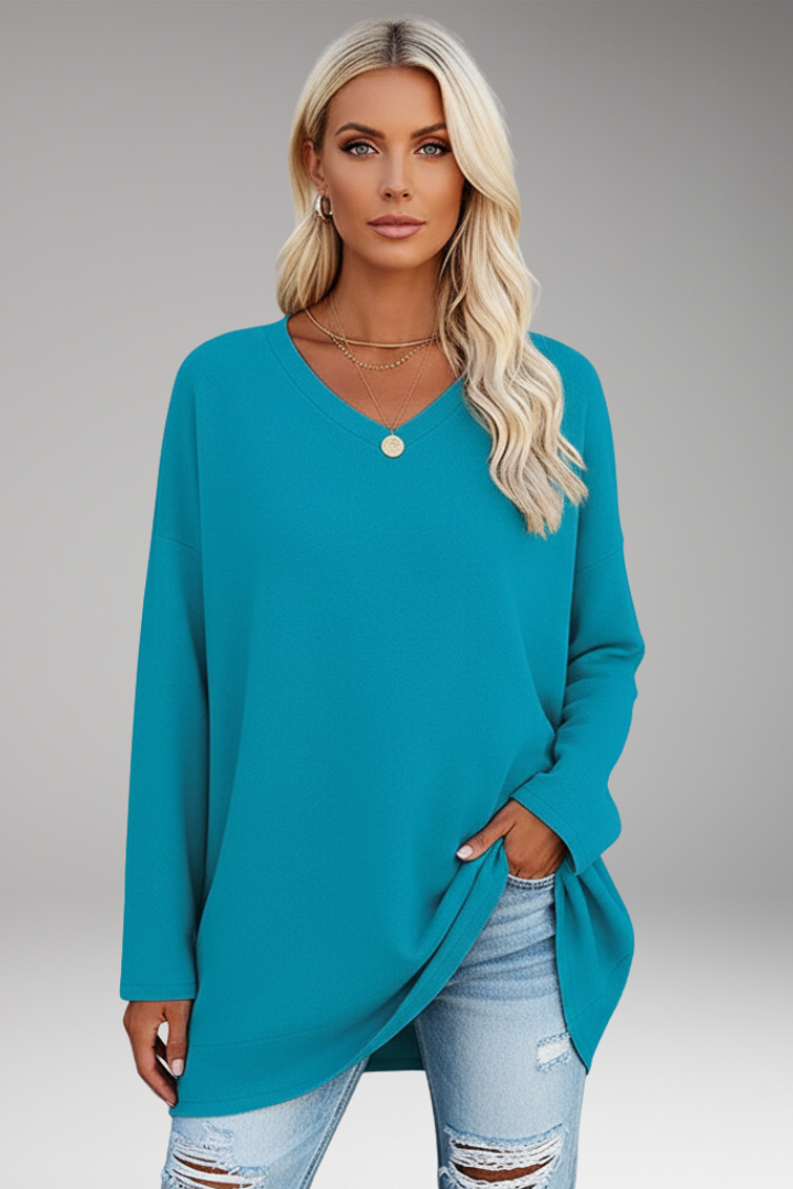 Women's Long Sleeve V-Neck Tunic