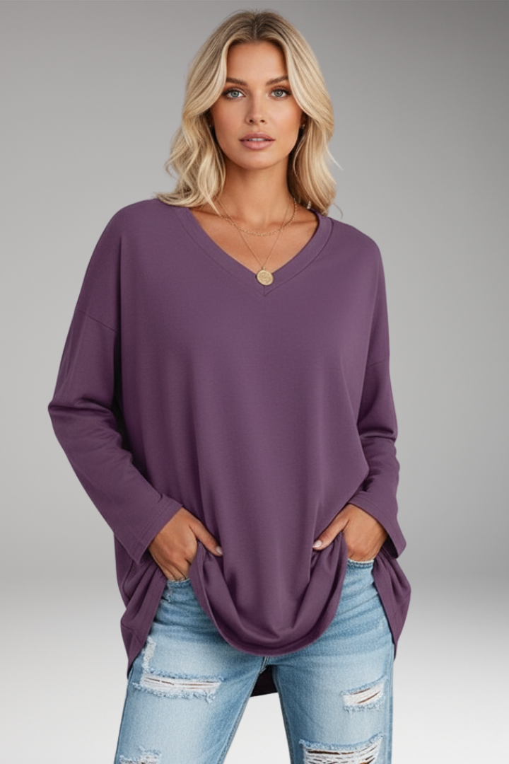 Women's Long Sleeve V-Neck Tunic