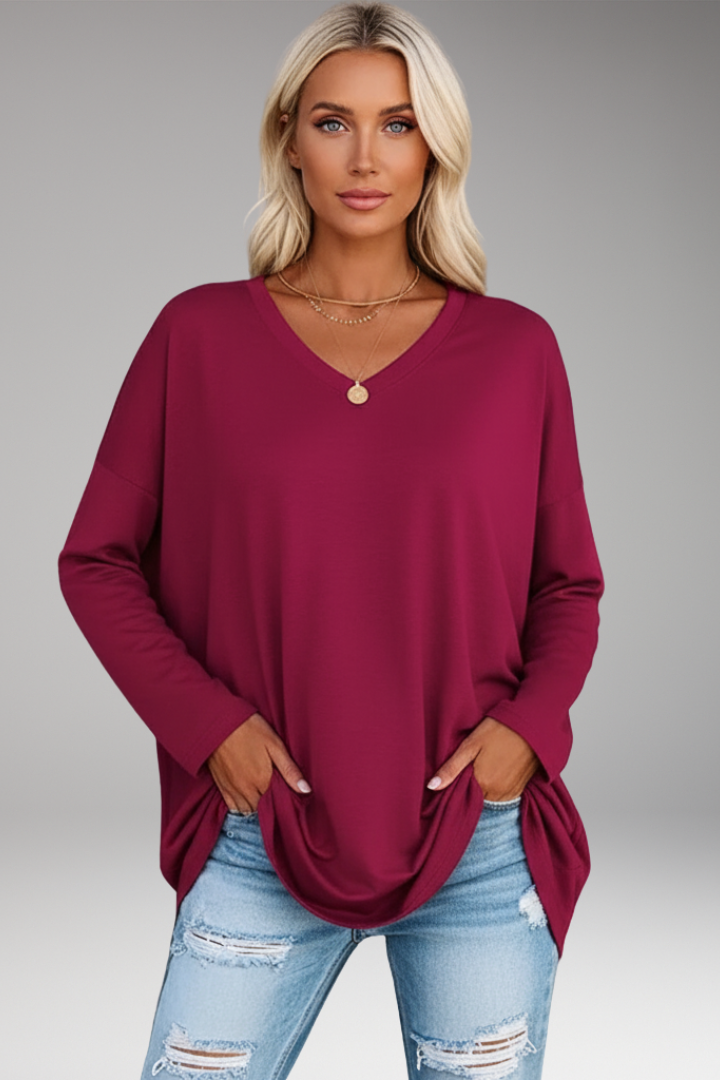 Women's Long Sleeve V-Neck Tunic