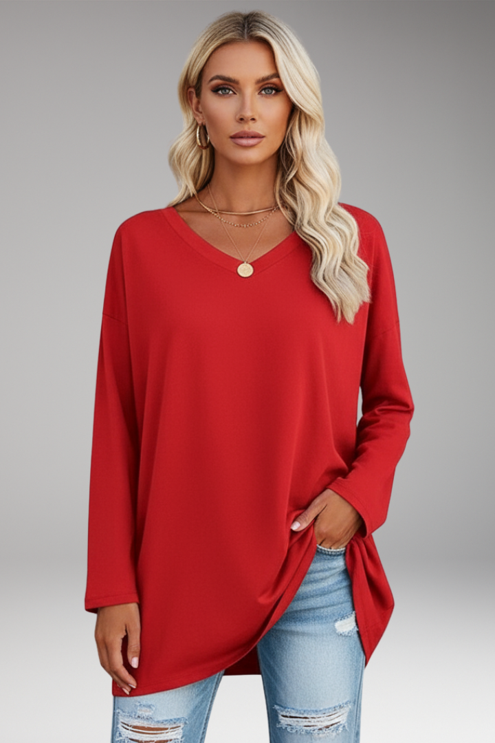 Women's Long Sleeve V-Neck Tunic