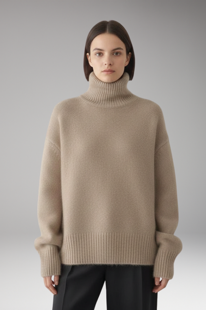 Women's Long Sleeve Turtleneck Sweater Ribbed Hem