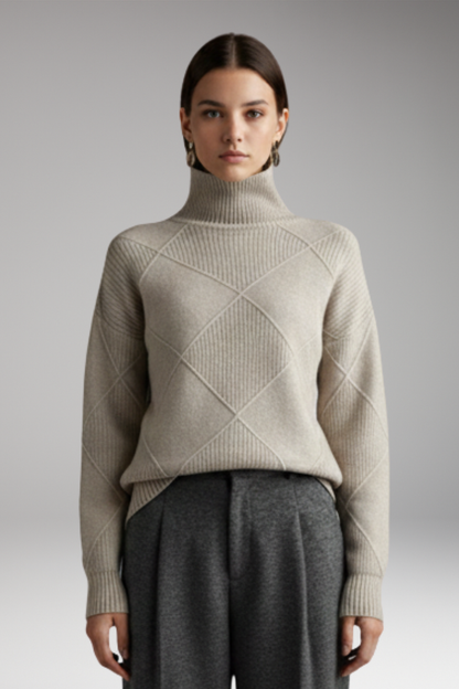 Women's Turtleneck Sweater Textured Knit