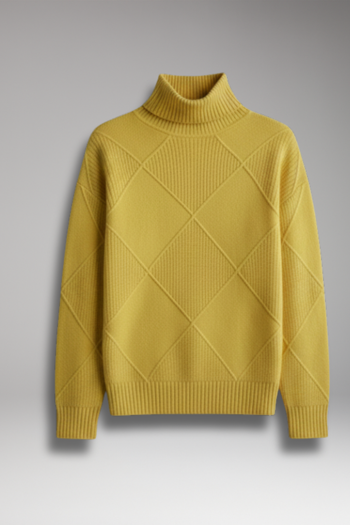 Women's Turtleneck Sweater Textured Knit - 
Fashinoza