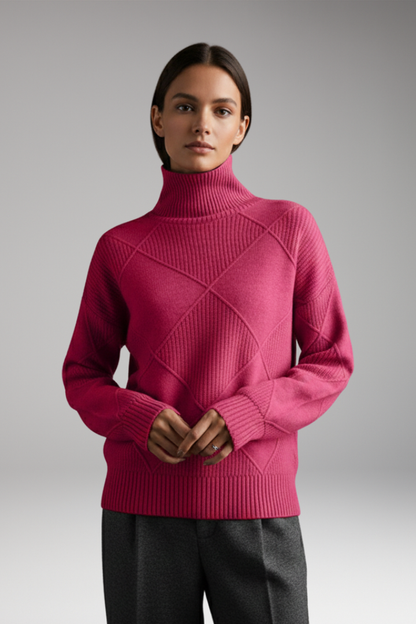 Women's Turtleneck Sweater Textured Knit