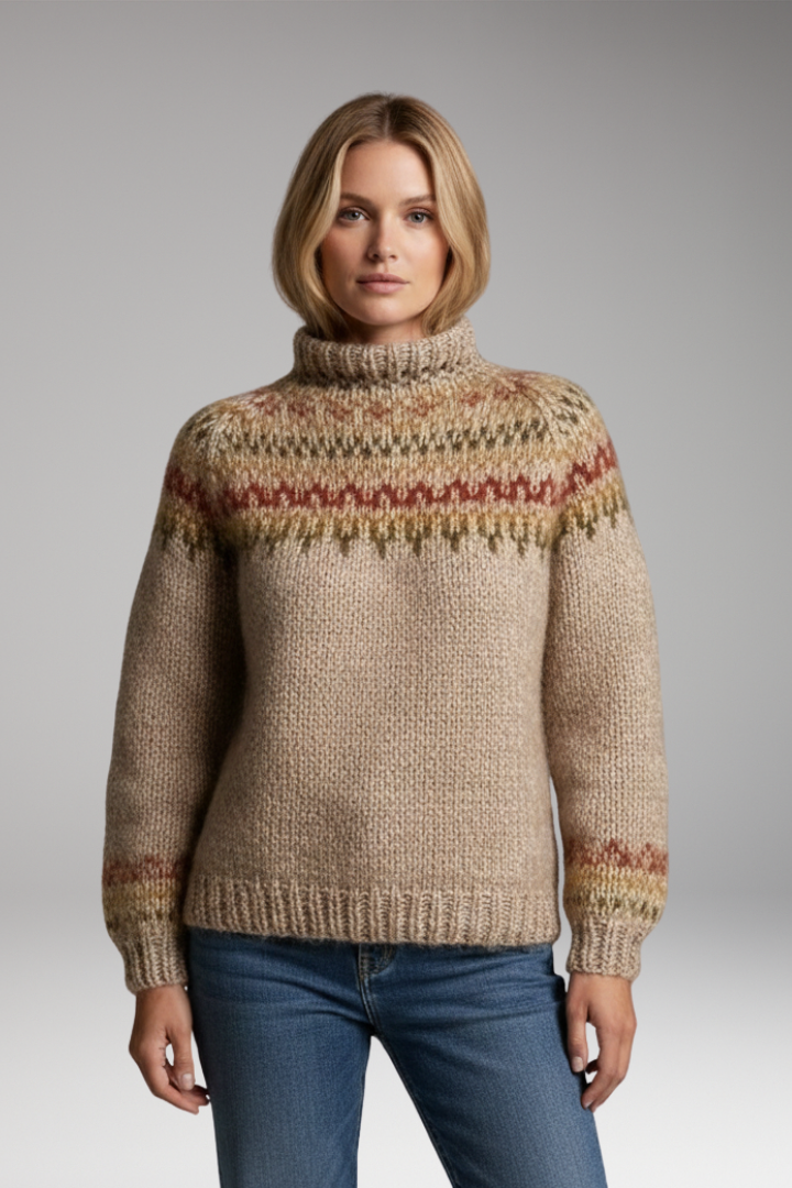 Women's Turtleneck Sweater Long Sleeves Ribbed Neck