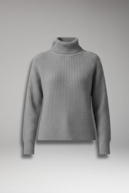 Women's Turtleneck Sweater Long Sleeves Ribbed - 
Fashinoza