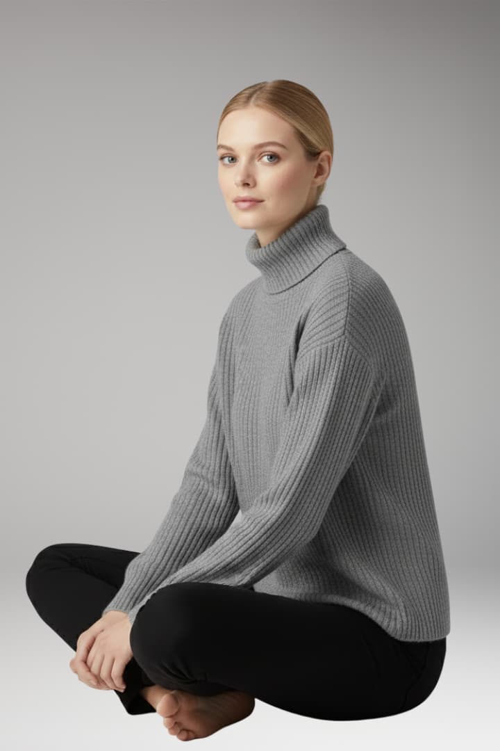 Women's Turtleneck Sweater Long Sleeves Ribbed
