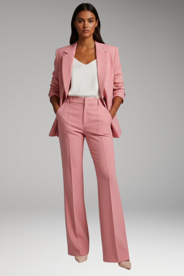 Women's Blazer Suit Straight-Leg Pants Set