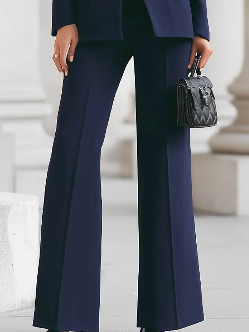 Women's Longline Blazer Suit Set Flare Trousers