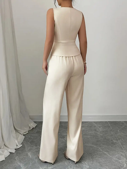 Women's Sleeveless Vest And Pants Set