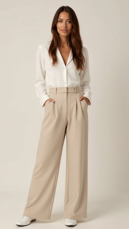 Women's Wide Leg Pants High Waist Pleated Black - 
Fashinoza