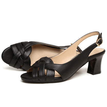 Women's Woven Block High Heels Comfortable - 
Fashinoza