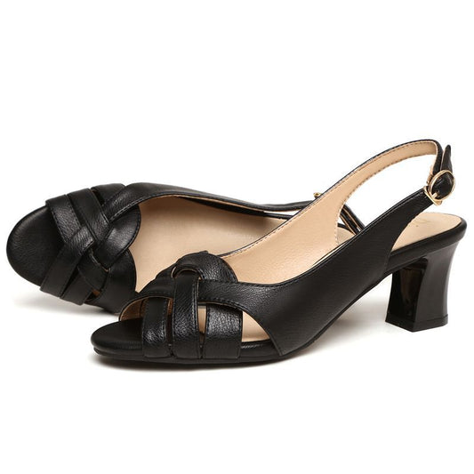 Women's Woven Block High Heels Comfortable - 
Fashinoza