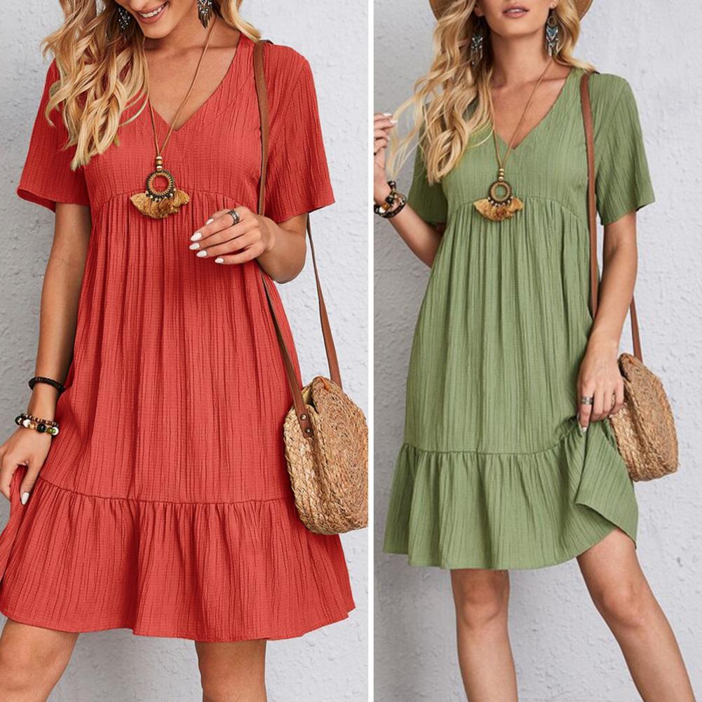 Women's Short Sleeve Belly Coverage Dress - Fashinoza