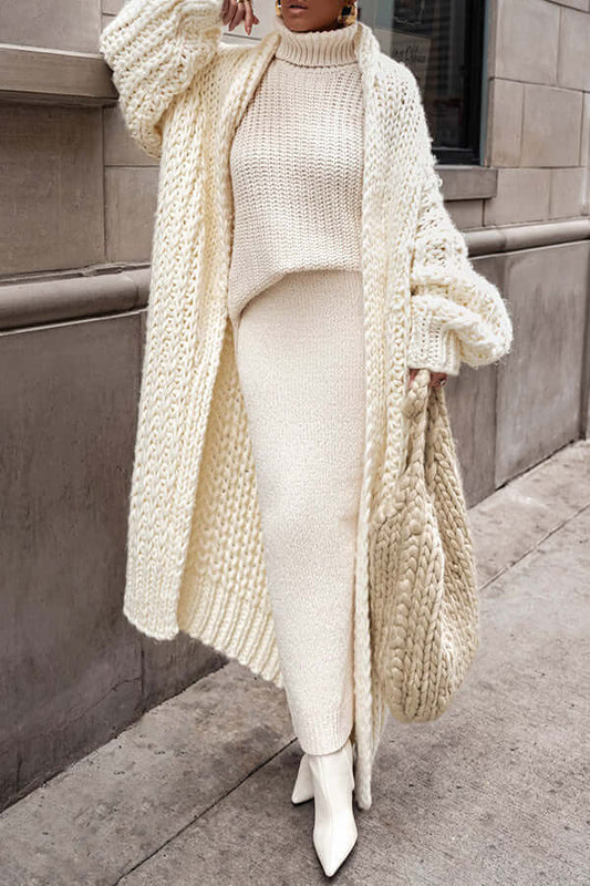 Women's Long Chunky Knit Cardigan Oversized Comfortable - Fashinoza