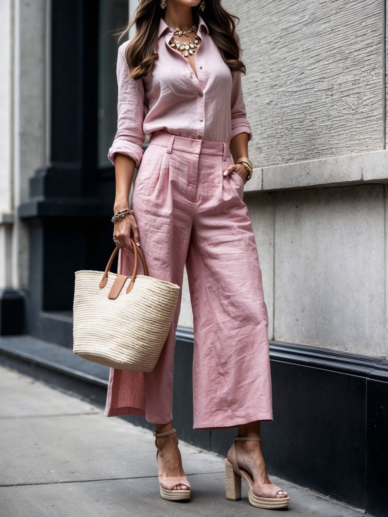 Women's Capri Pants Loose Fit Shirt Set - Fashinoza