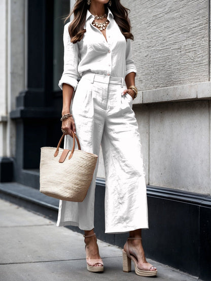 Women's Capri Pants Loose Fit Shirt Set