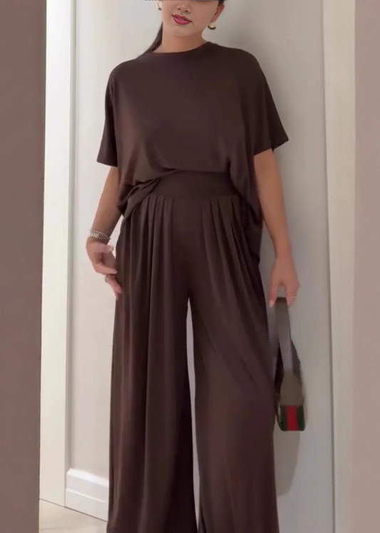 Women's Casual And Wide Leg Pants Set - Fashinoza