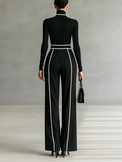 Women's High-Neck And Wide Leg Pants Set