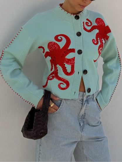 Women's Cardigan Applique Design
