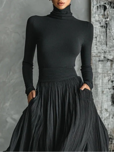 Women's High Neck And Maxi Skirt Set
