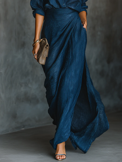 Women's Elegant Shirt And Long Skirt Set