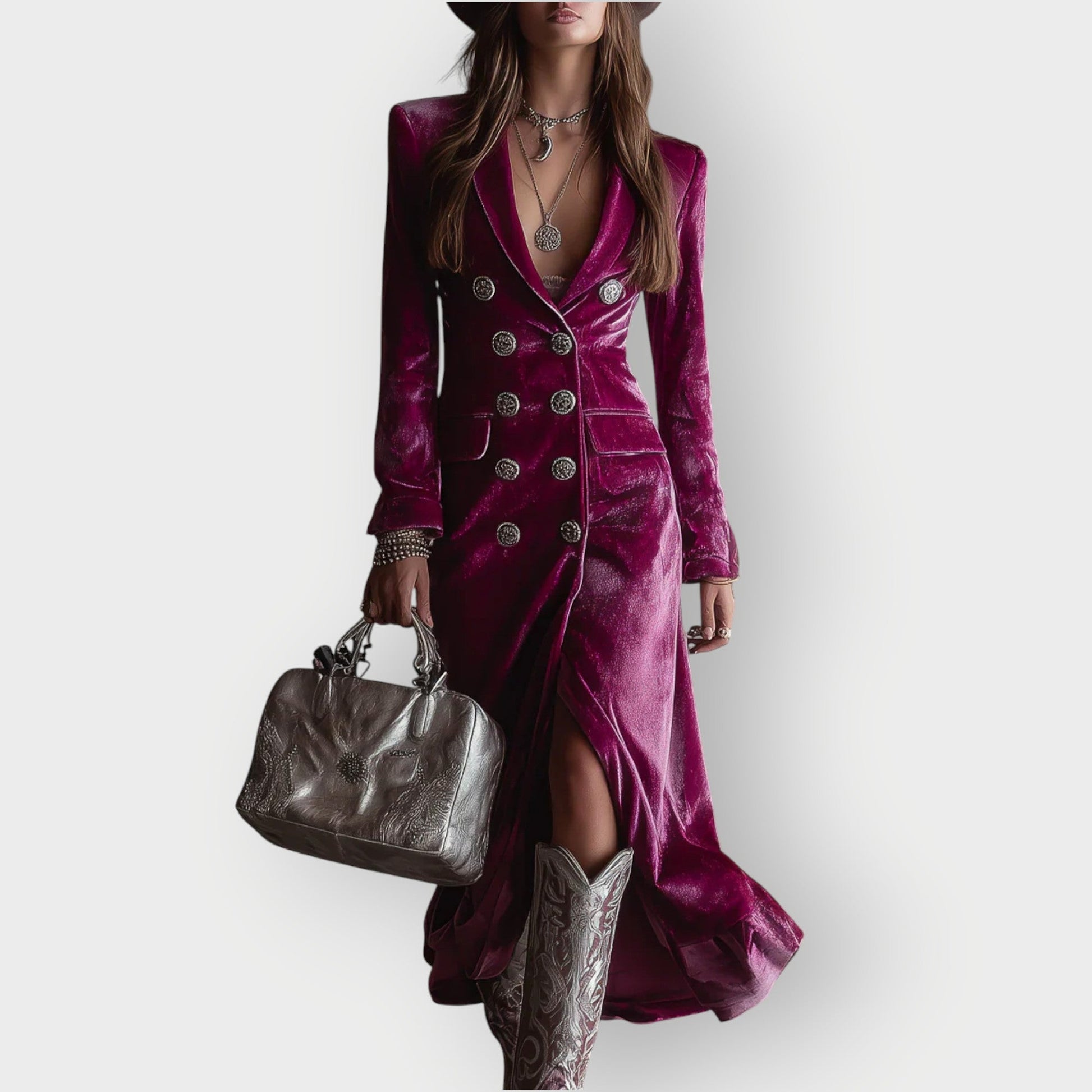 Women's Velvet Maxi Dress - Fashinoza