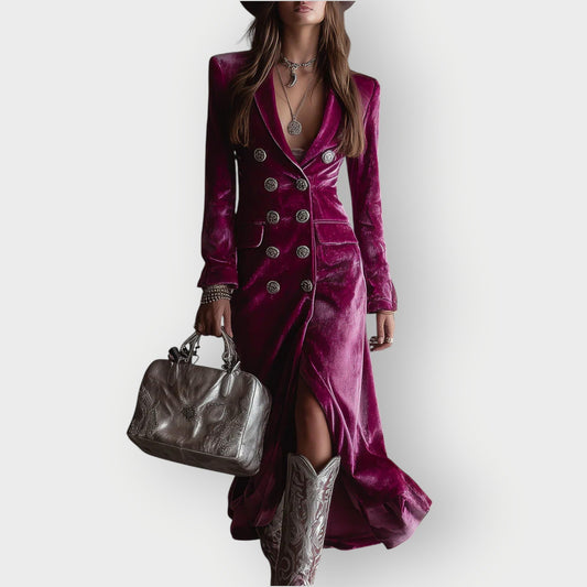 Women's Velvet Maxi Dress - Fashinoza