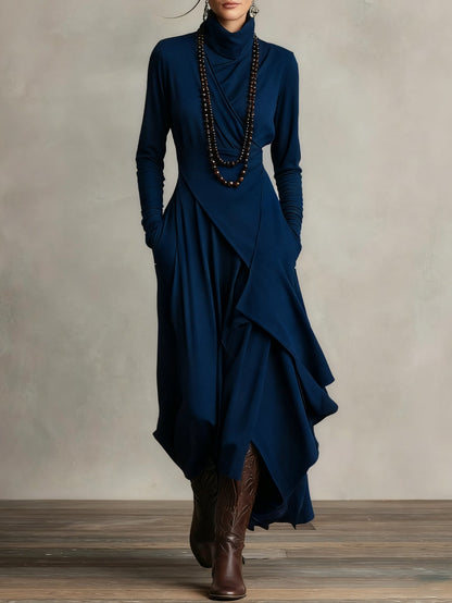 Asymmetrical Wrap Midi Dress