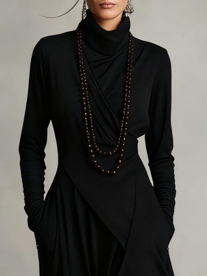 Asymmetrical Wrap Midi Dress
