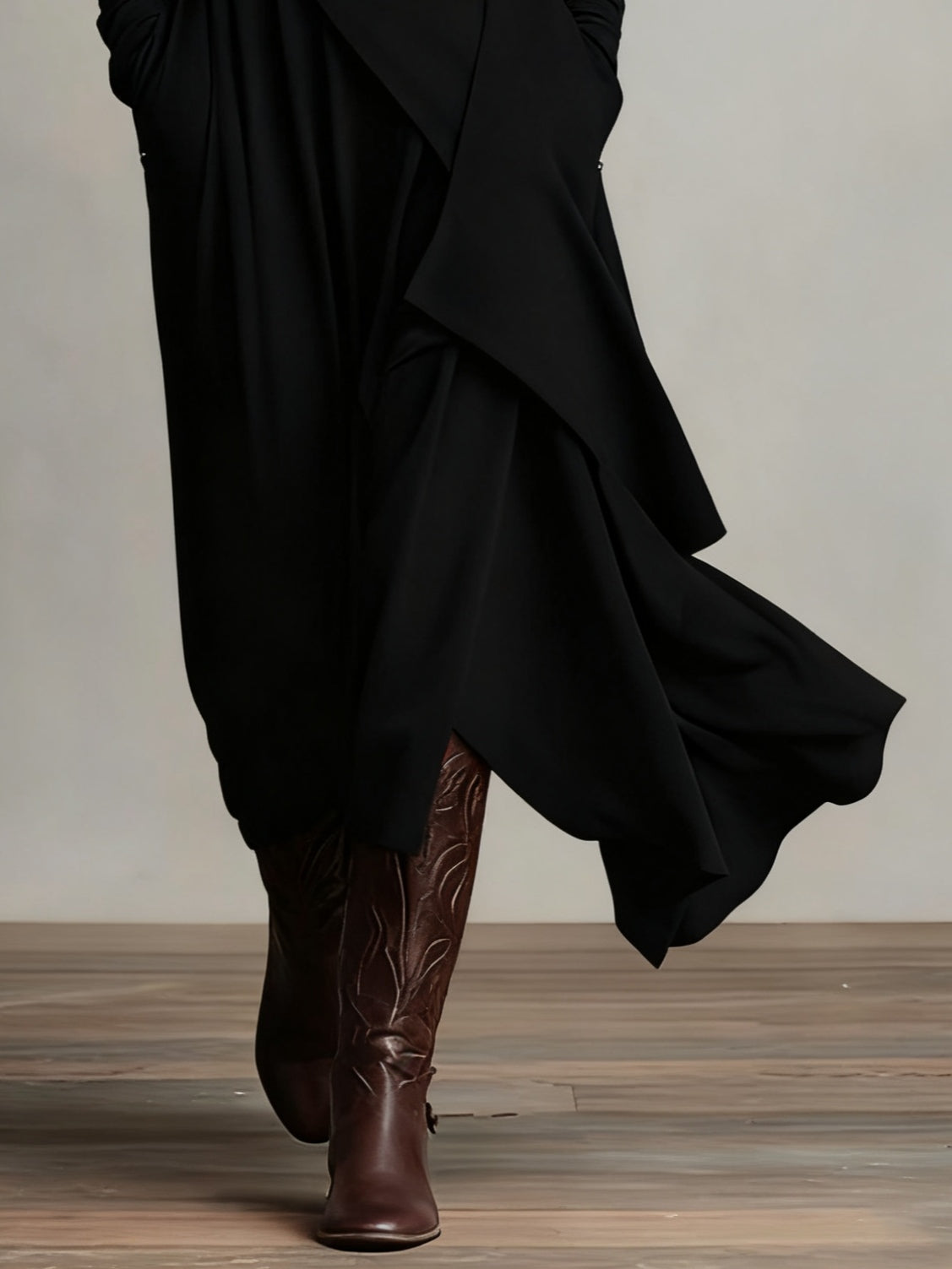 Asymmetrical Wrap Midi Dress