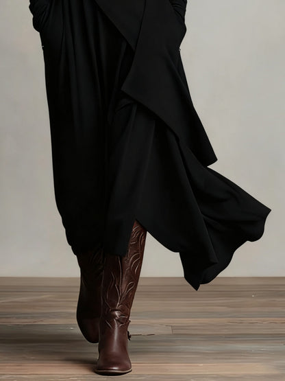 Asymmetrical Wrap Midi Dress