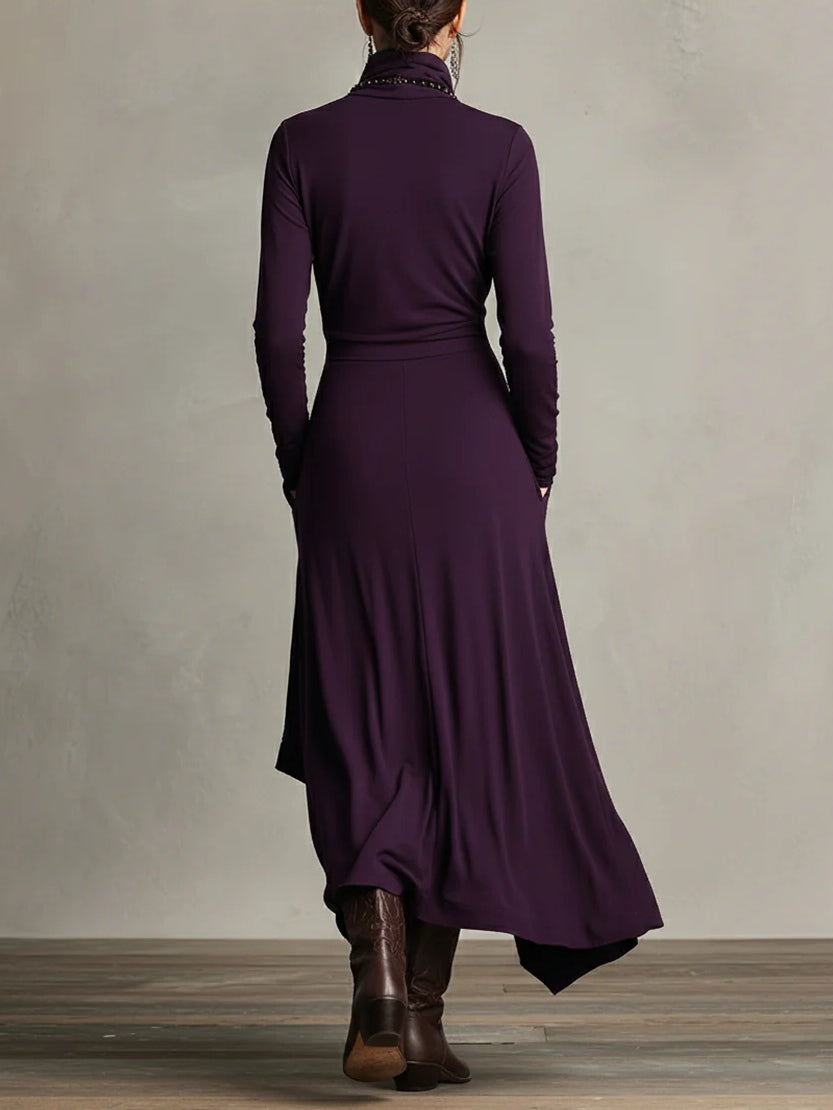 Asymmetrical Wrap Midi Dress