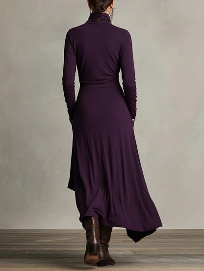 Asymmetrical Wrap Midi Dress