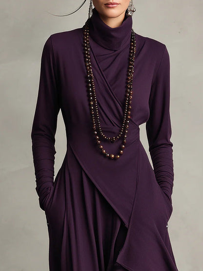 Asymmetrical Wrap Midi Dress