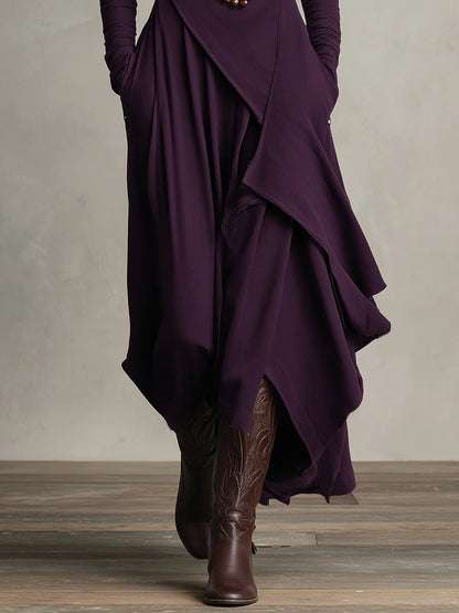 Asymmetrical Wrap Midi Dress