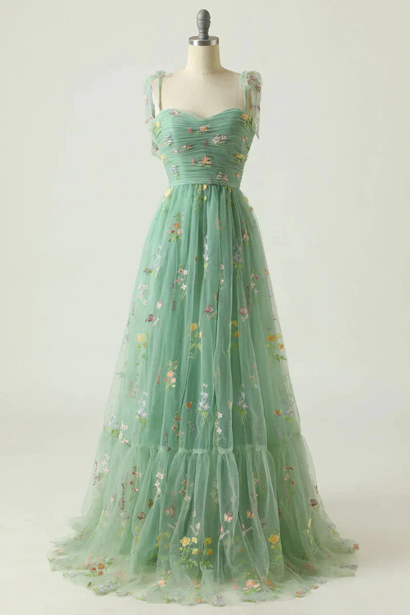 Women's Embroidered Tulle Ball Gown - Fashinoza