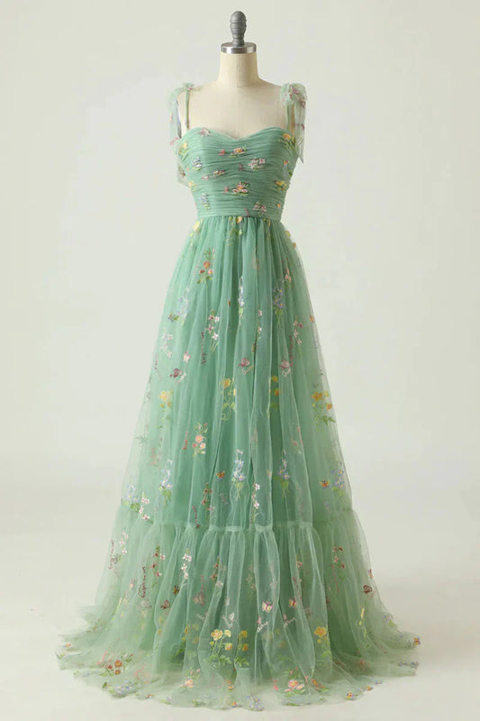 Women's Embroidered Tulle Ball Gown - Fashinoza