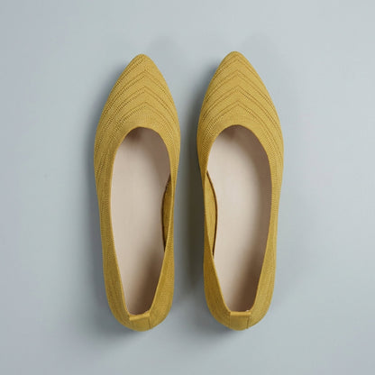 Women's Pointed Toe Slip-On Flats Textured Knit Black