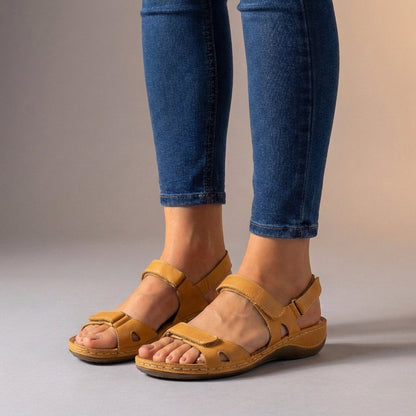 Adjustable Strap Sandals Cushioned Sole Brown