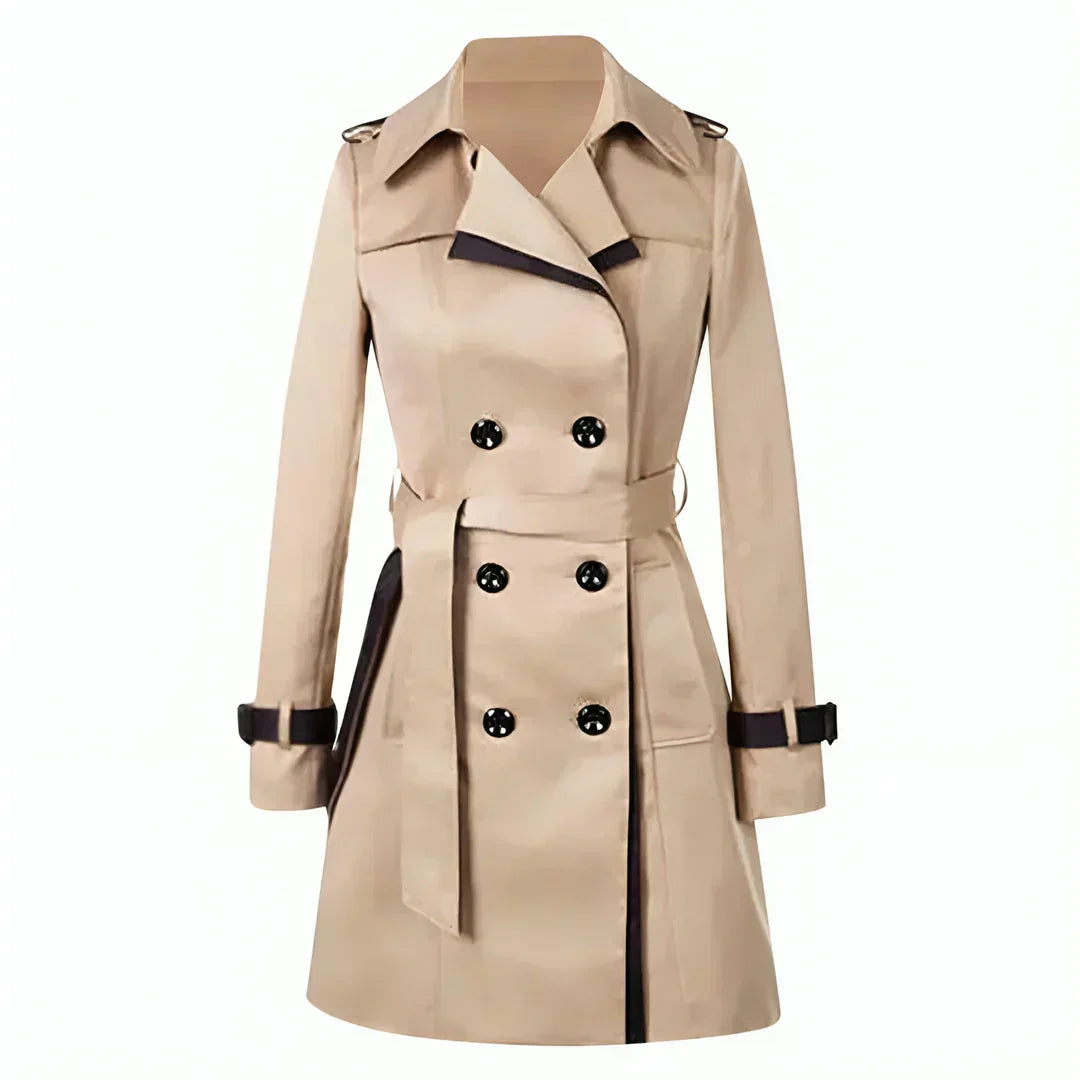 Women's Double-Breasted Trench Coat Belted Cotton - Fashinoza